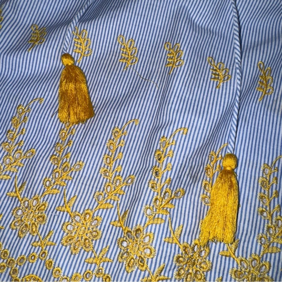 Skies Are Blue Sleeveless Top / Blouse Blue & Gold Size Small - Picture 11 of 11